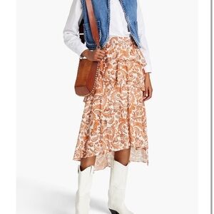 Maje Orange Paisley Skirt